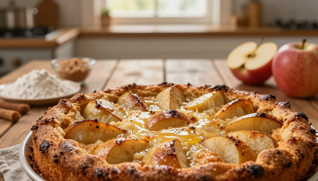 Golden baked apple dessert with caramelized apple slices, similar to a warm apple dump cake