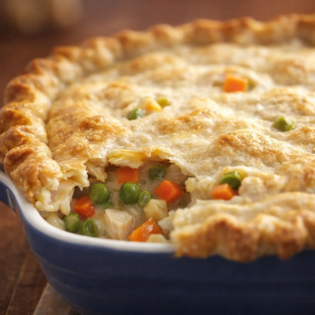 Delicious homemade Betty Crocker chicken pot pie with flaky crust and savory filling.