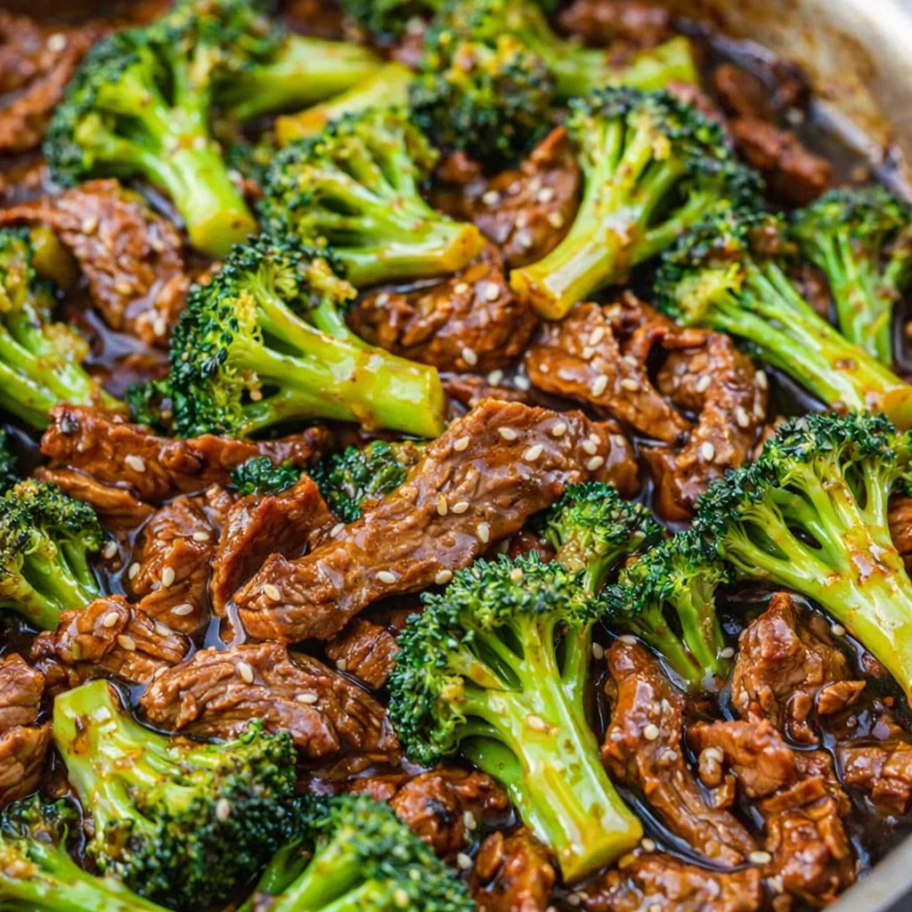 Delicious beef and broccoli stir-fry with vibrant broccoli and tender beef slices.