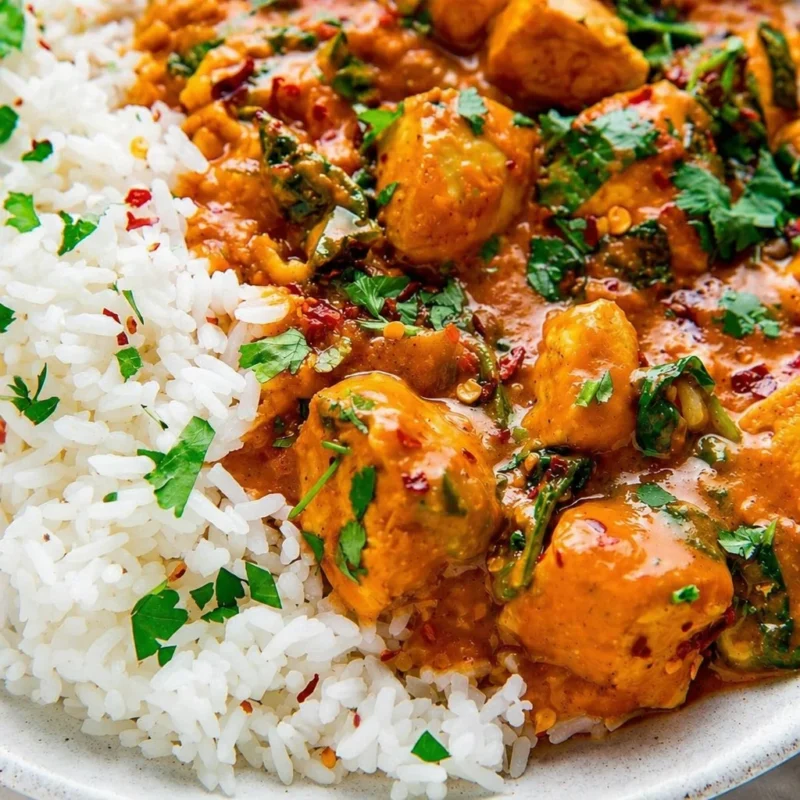 Delicious easy simple curry recipe served with rice and naan