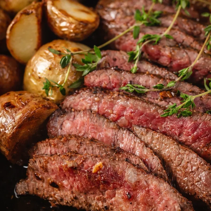 Delicious beef top round steak cooked with garlic butter and savory seasonings.