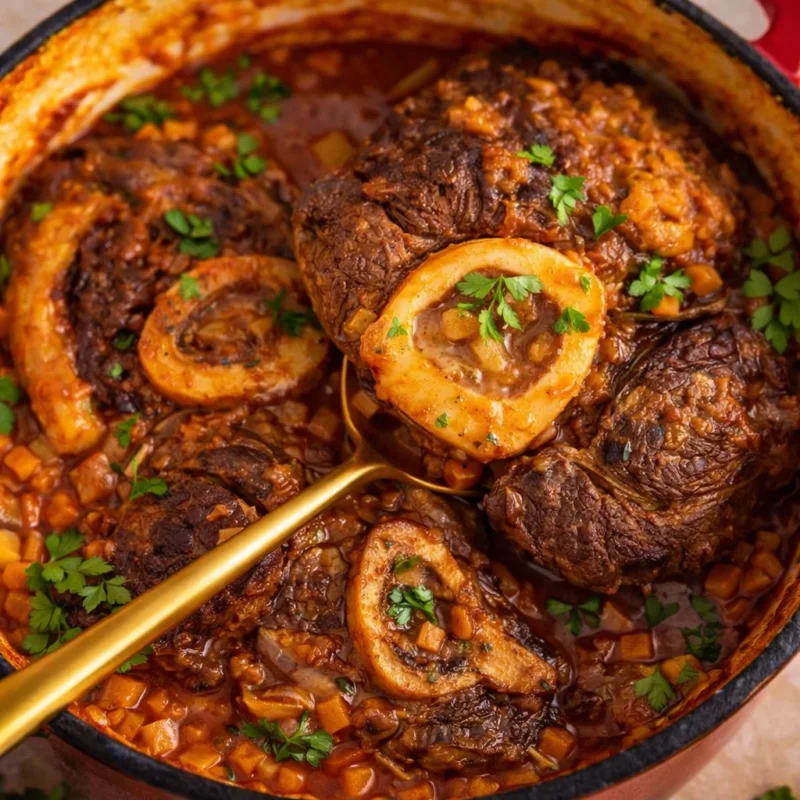 Braised beef shank recipe for a hearty, fall-off-the-bone meal.