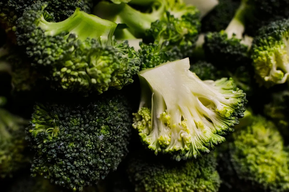 Fresh broccoli florets ready to cut for the casserole