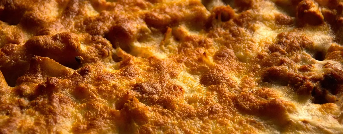 Golden, bubbling cheese-topped pasta bake, similar to this chicken tetrazzini